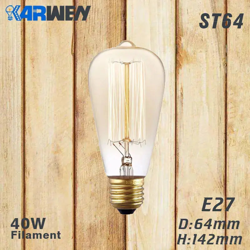 Edison Bulb E27 Incandescent Retro Lamp 40W 220V ST64 A19 T45 T10 G80 G95 Antique Vintage Bulb Edison Lamp filament Light bulb Lighting Depot