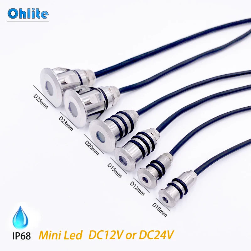 Mini LED IP68 Waterproof Stainless Steel Pool Light DC12V 24V Stairway Passage Garden Terrace Spotlights Underground Lights