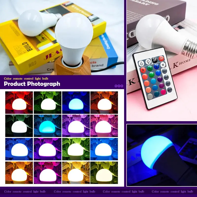 LED RGB Light Bulb AC 220V 230V E27 Bombillas LED 7W IR Remote Control Changeable Colorful RGBW Led Lamp Spotlight Bulb Lighting Depot