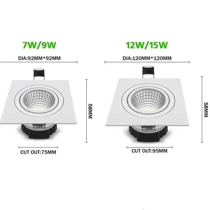 Recessed Dimmable Double Head LED Downlight 30W/24W/18W COB Ceiling Lamps Spot Lights AC85-265V Indoor Lighting The Lighting Depot