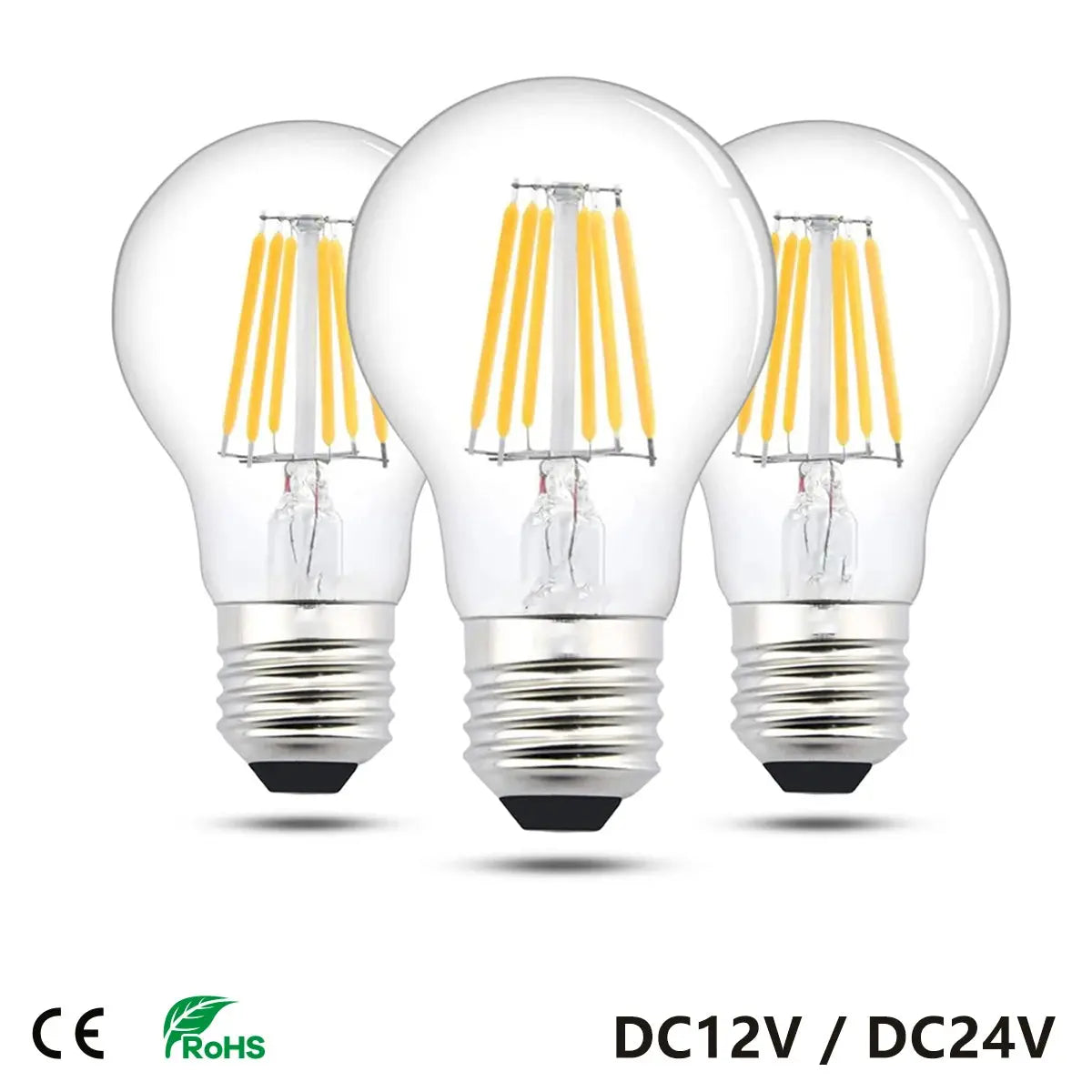 Led Lamp A19 A60 Filament Bulb Low Voltage DC 12V 24V 6 Watt Globe Led Bulb Daylight White 4500K Warm White 2700K E27 E26 Lighting Depot