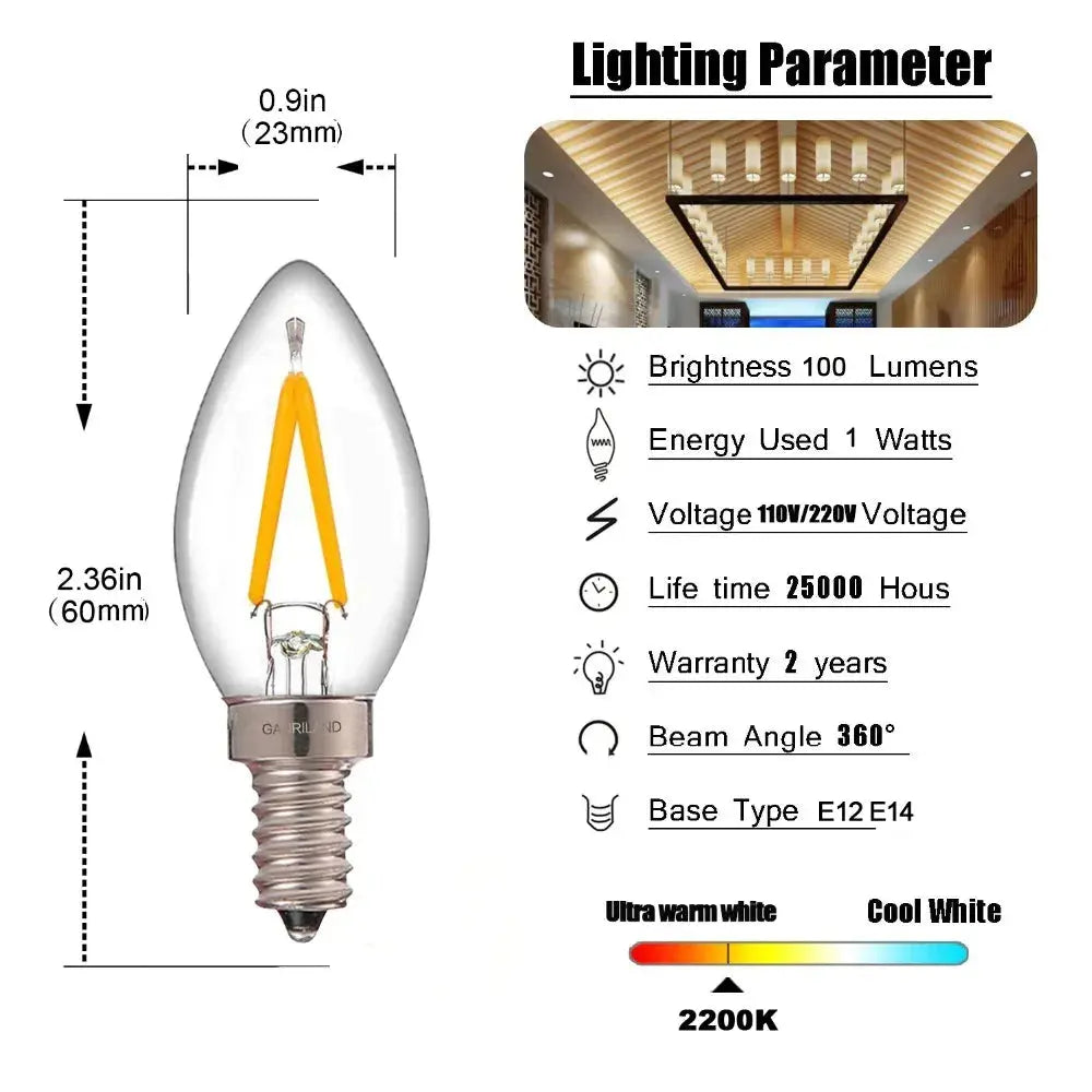 Edison Led Candle Bulb  E12 E14 110V 220V Dimmable C7 C7G T20M T22F T22G 0.5W 1W For Home Decor LED Lighting Lamp Ampoule Lights Lighting Depot