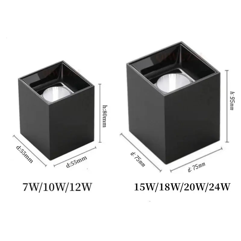 Square Surface Dimmable LED COB Downlight spotlight 7W10W 15W 18W AC110V 220V indoor lighting No opening LED Ceiling Spot lights The Lighting Depot