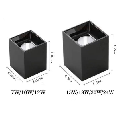 Square Surface Dimmable LED COB Downlight spotlight 7W10W 15W 18W AC110V 220V indoor lighting No opening LED Ceiling Spot lights The Lighting Depot