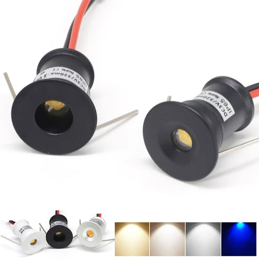 1W Mini LED Downlight Dimmable 12V Spotlight IP65 Home Stair Cabinet Light Black White Silver Shell Spot Light Ceiling Downlight Lighting Depot