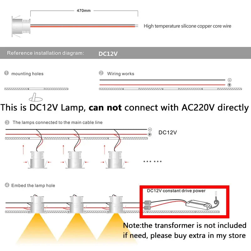Mini LED Spotlight 1W 12V Small Spot Bulb Light Recessed Ceiling Stairs Walkways Courtyards Cabinet Corridor Ambient Down Light The Lighting Depot