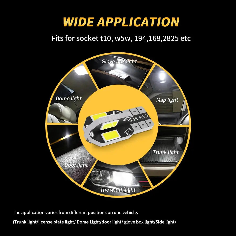 10x W5W T10 LED CANBUS No Error 5W5 12V 5W 600Lm Super Bright Car Interior Side Light 194 3030 SMD Auto Bulb White Amber Red Lighting Depot