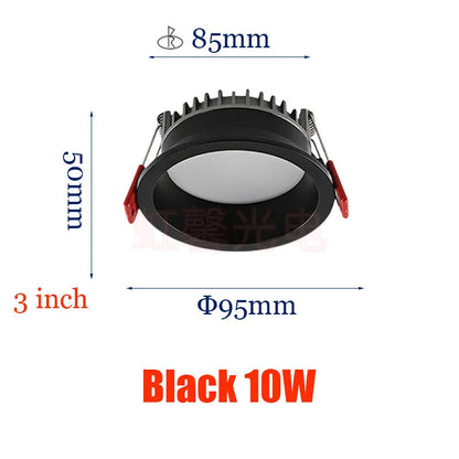 Dimmable Recessed LED Downlights Anti-Glare Ceiling Lights 9W 12W 15W 20W Background Spotlights AC85~265V Bedroom Kitchen Foyer Lighting Depot