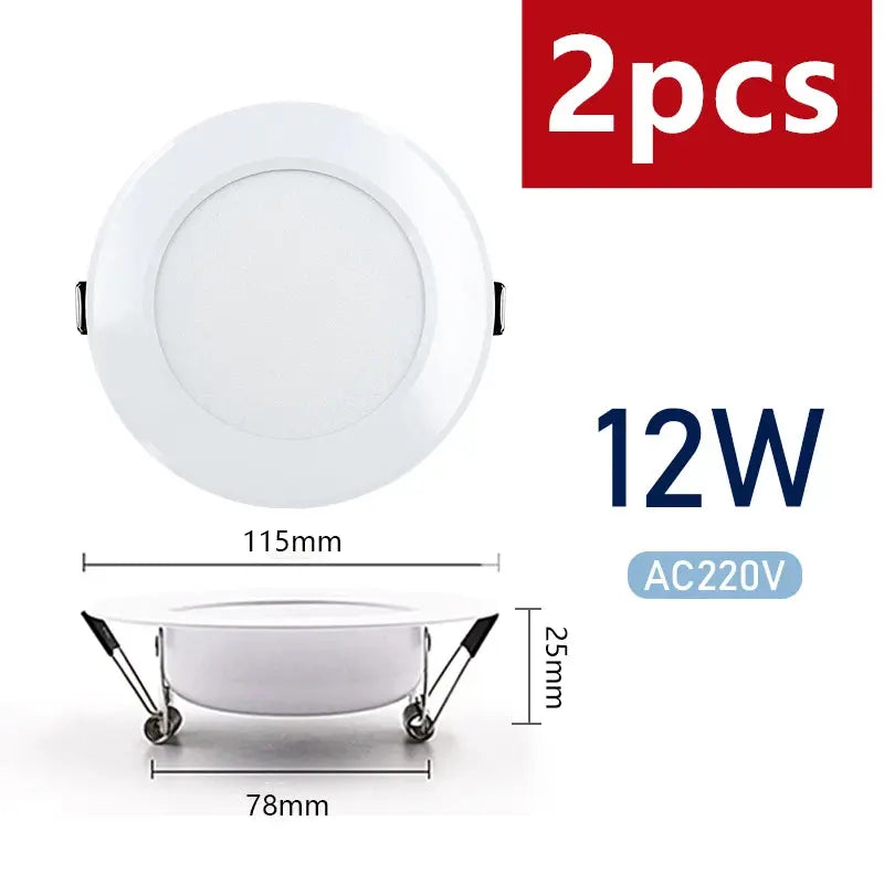 2pcs LED Downlight 5W 7W 9W 12W 15W AC220V Round Recessed Led Spotlight Aluminum Lighting Bedroom Kitchen Indoor Celling Lamp Lighting Depot