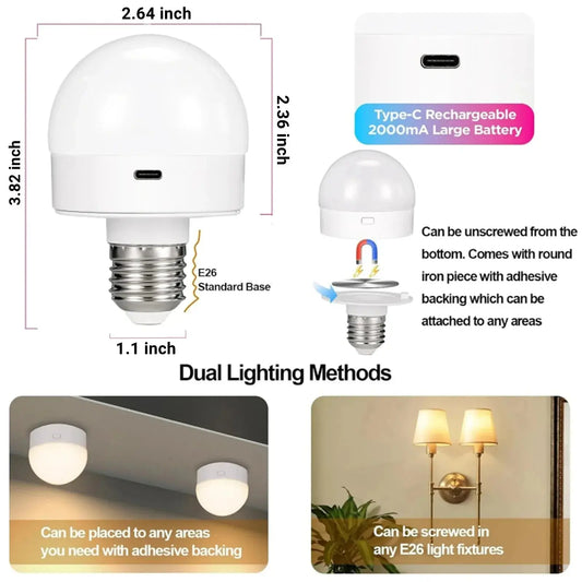 LED Rechargeable Light Bulbs Remote Control Battery Operated Light Bulb with Timer, Dimmable, 3 Color Temperatures Lighting Depot